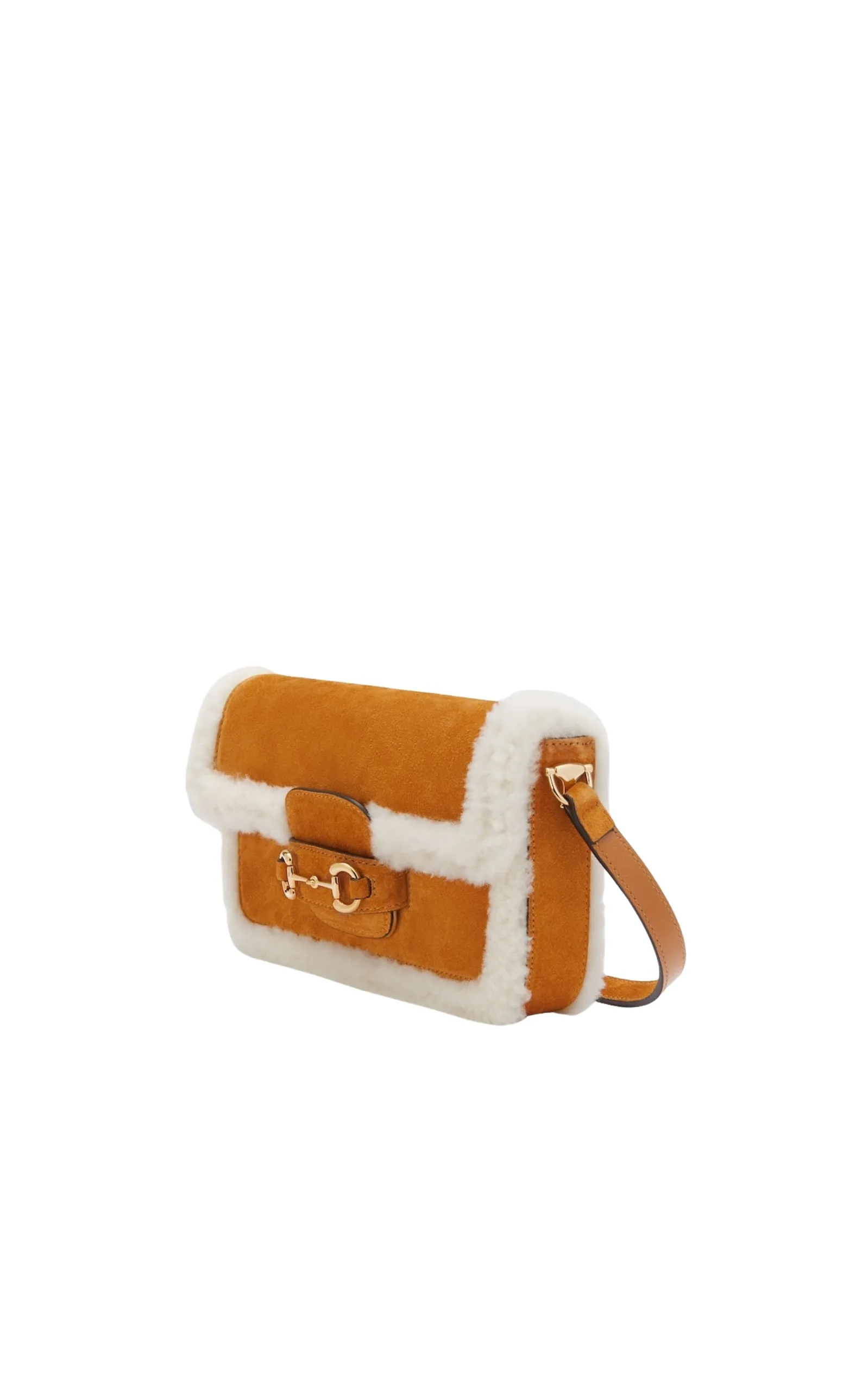 1955 Horsebit Suede Tote Bag with Shearling-Trim