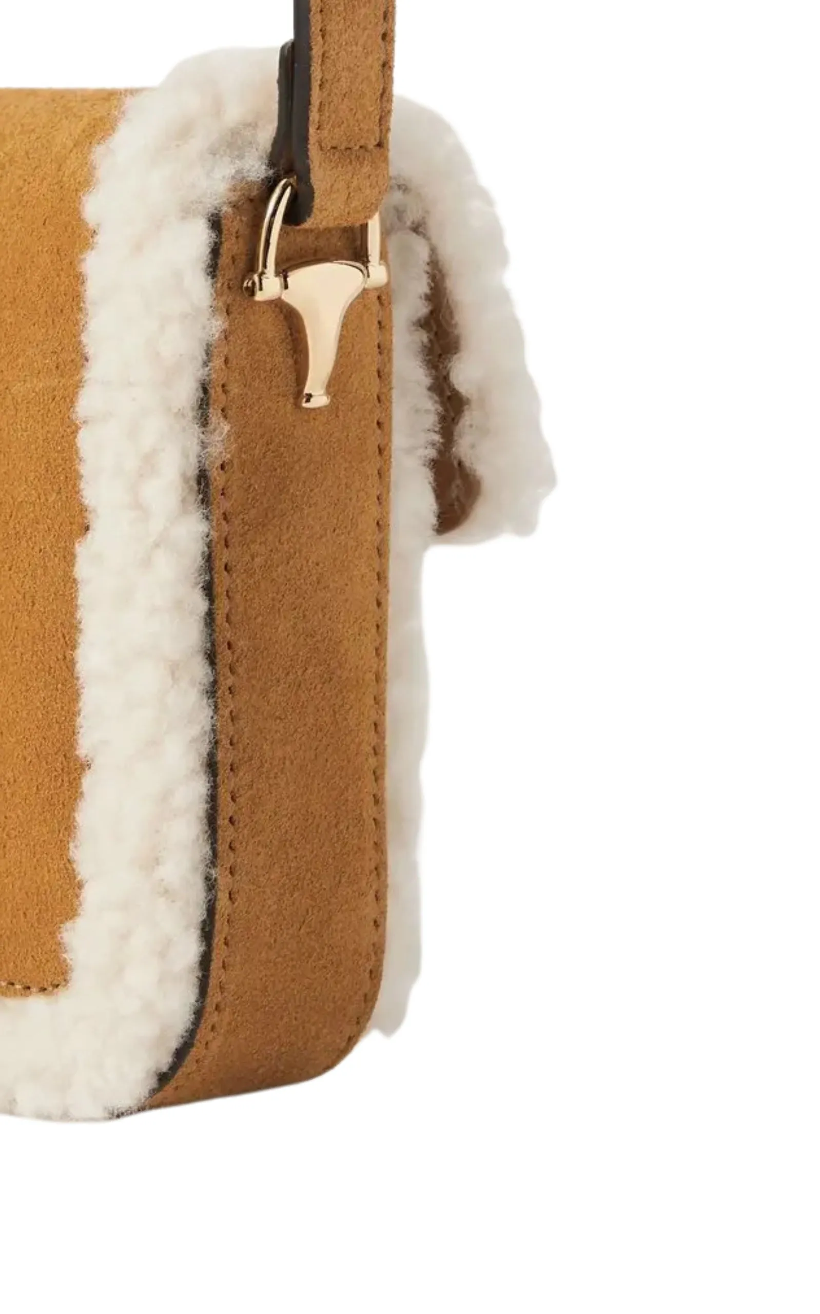 1955 Horsebit Suede Tote Bag with Shearling-Trim