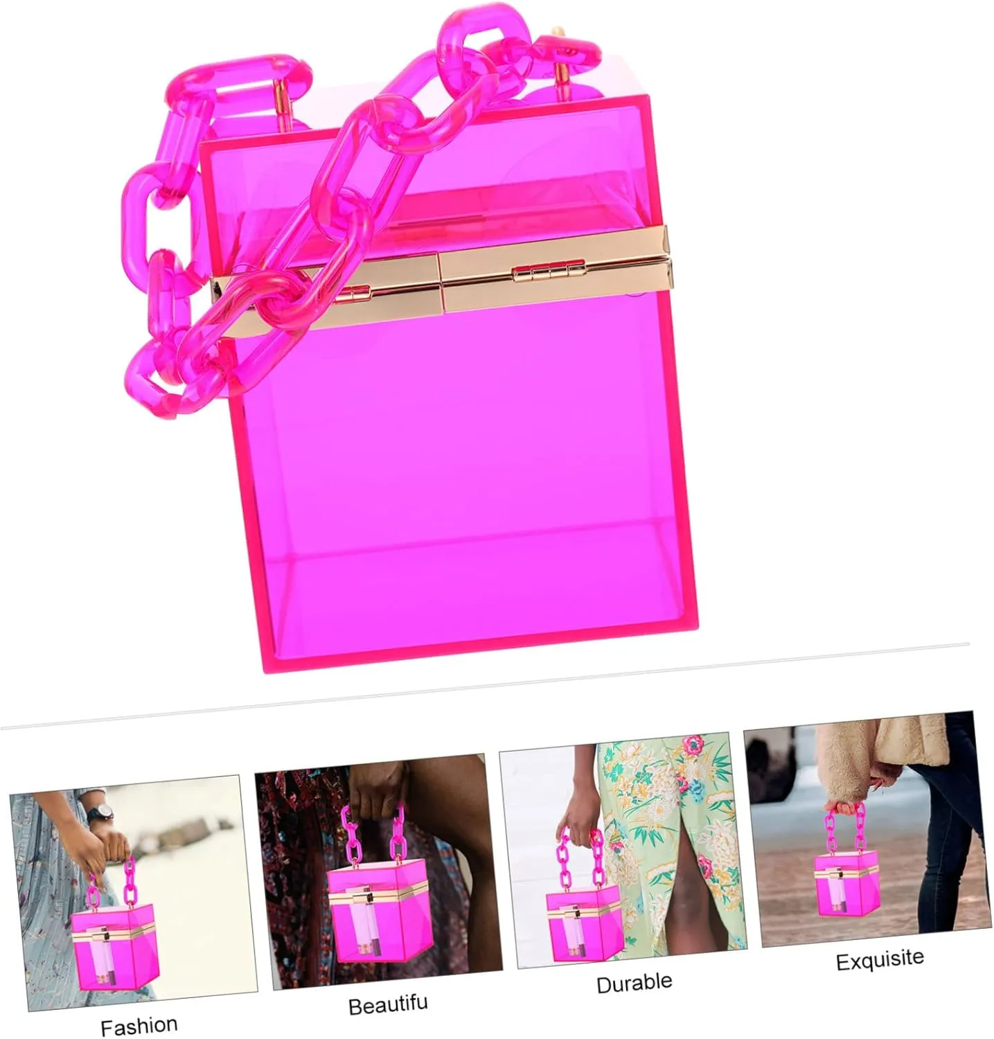 1pc Transparent Small Square Bag Large Size Jelly Bag Womens Shoulder Handbags Transparent Square Bag