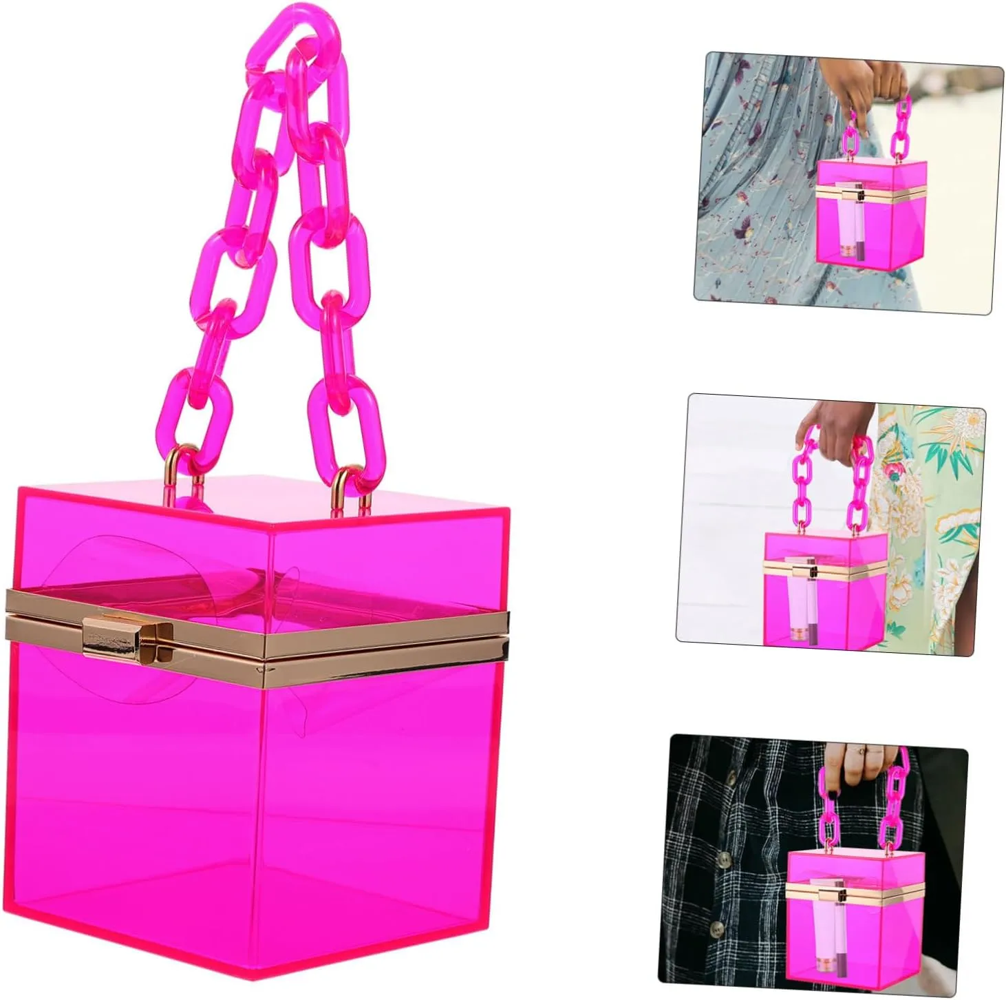 1pc Transparent Small Square Bag Large Size Jelly Bag Womens Shoulder Handbags Transparent Square Bag