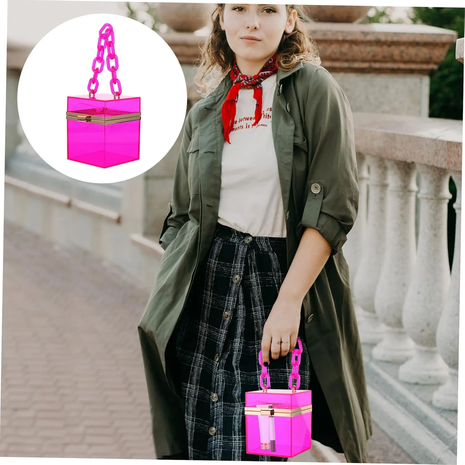 1pc Transparent Small Square Bag Large Size Jelly Bag Womens Shoulder Handbags Transparent Square Bag