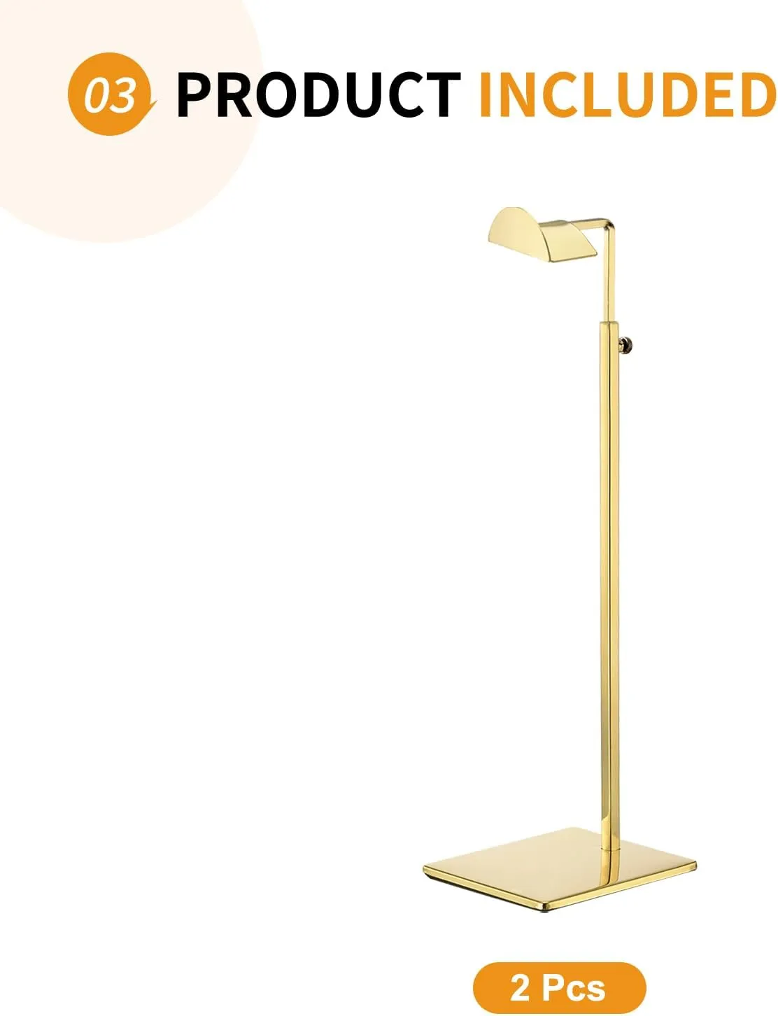 2 Pack - Stainless Steel Purse Display Stand, 400-750mm Adjustable Height Hanging Handbag Rack Appropriate for Boutique Store, Gold