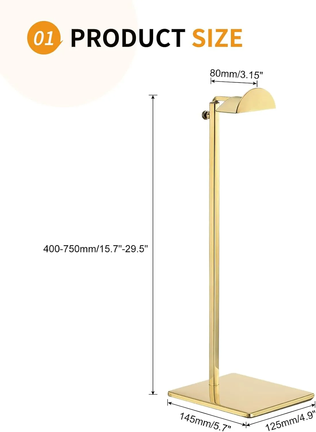 2 Pack - Stainless Steel Purse Display Stand, 400-750mm Adjustable Height Hanging Handbag Rack Appropriate for Boutique Store, Gold