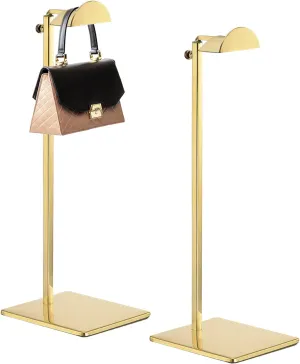 2 Pack - Stainless Steel Purse Display Stand, 400-750mm Adjustable Height Hanging Handbag Rack Appropriate for Boutique Store, Gold