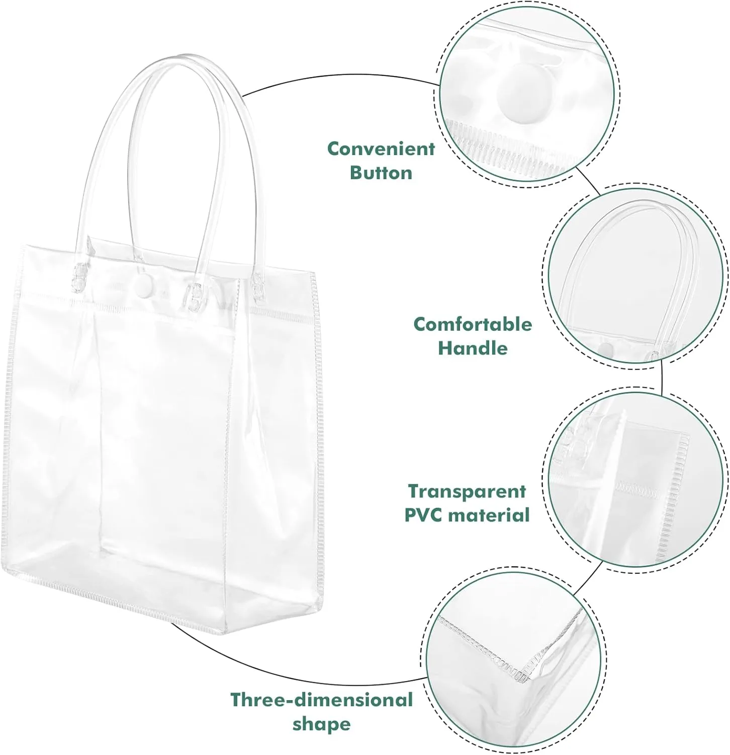 20 Pcs Small Clear Gift Bags with Handle 5.9" x 6.3" x 2.8" Reusable Clear Party Favor Bags Mini Transparent Gift Bags Plastic Tote Goodie Bags for Birthday, Baby Shower, Wedding, Holidays (6 Mils)