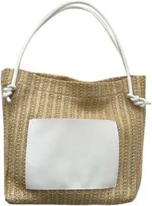 2024 Woven Bags Fashion Straw Weave Bucket Bags Large Capacity Bag Casual Handbag Shoulder Bag for Women Girl