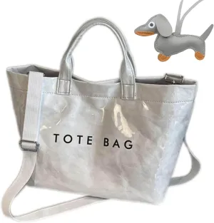 2025 Upgraded PVC Tote Bag for Women with Detachable Crossbody Strap, Letters Print Large Clear Designer Hobo Handbag
