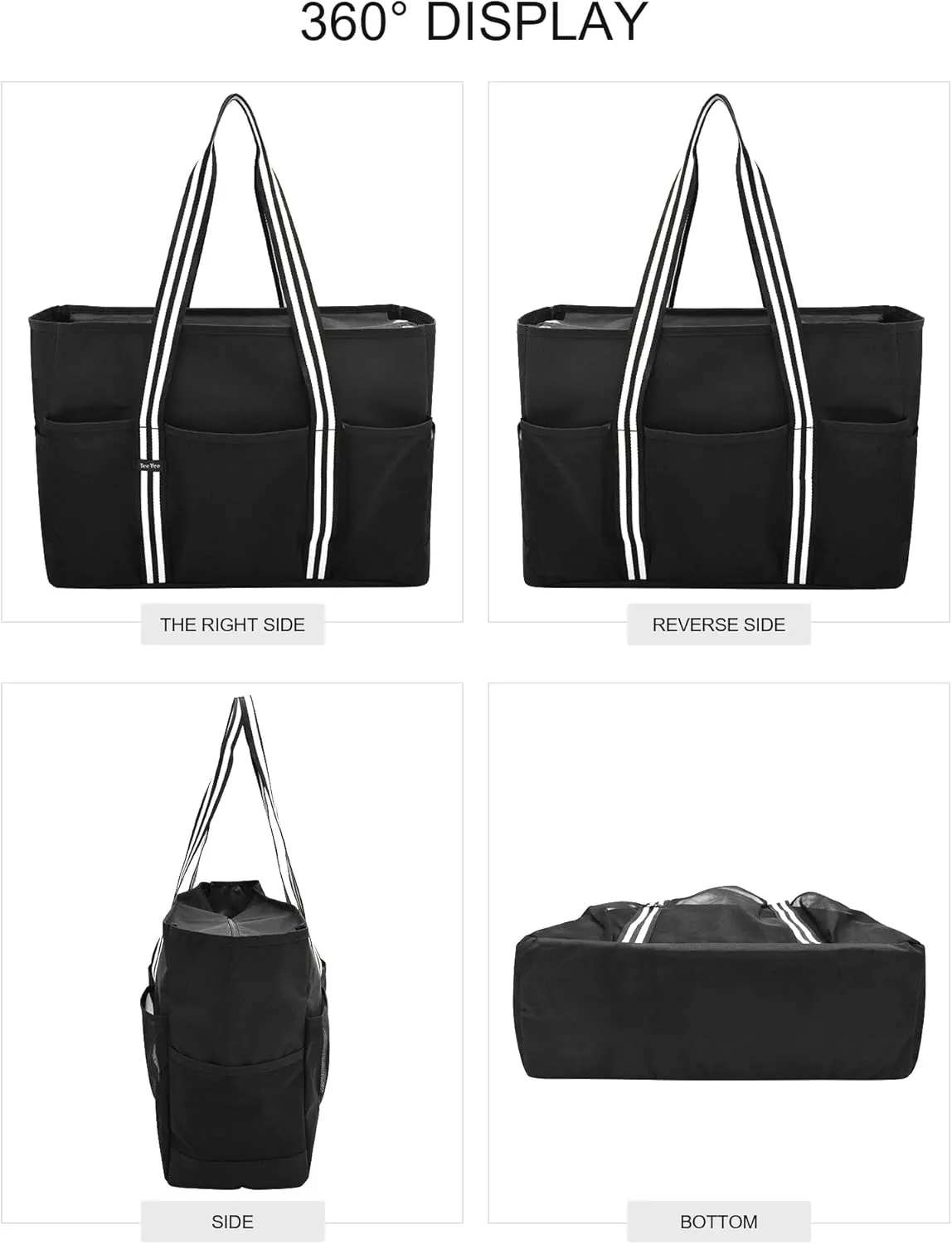 35L Large Beach Waterproof Tote Bag for Family Tote Bag with Zipper for Vacation Pool Bag Beach Accessories