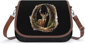 3D Deer Funny Women's Crossbody Bags Novelty Leather Purse Handbag Shoulder Bag