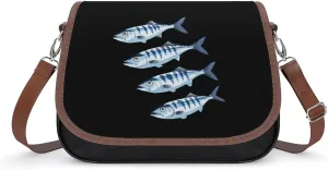 4 Mackerel Fish Fashion Crossbody Bags Purses for Women Funny Printing Shoulder Handbags Bag