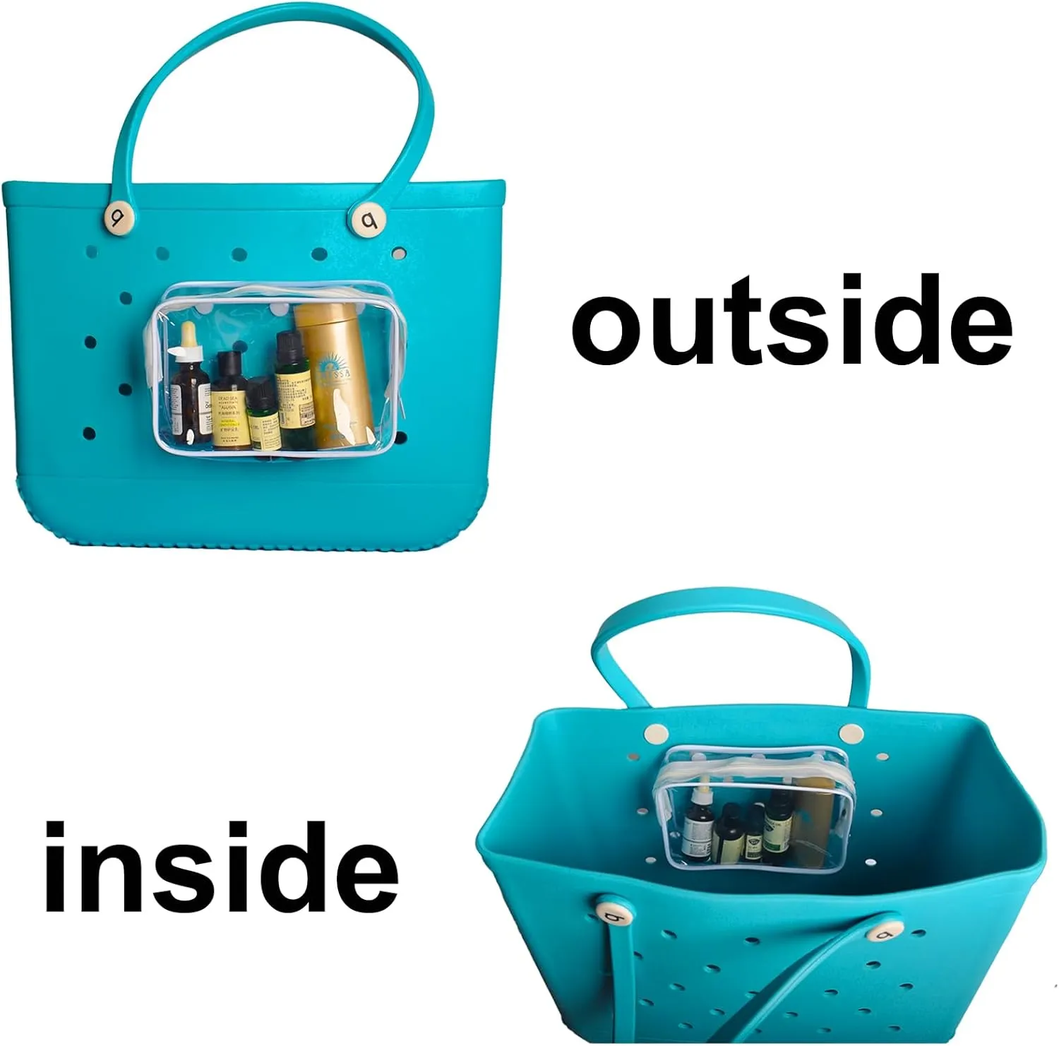 4 Packs Clear White Beach Tote Bag Accessories Compatible with Insert Bag Travel Cellphone Makeup Clean Toiletry Brush Organizer Cosmetic Divider Storage Inner Pouch