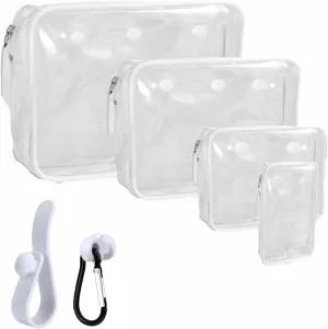 4 Packs Clear White Beach Tote Bag Accessories Compatible with Insert Bag Travel Cellphone Makeup Clean Toiletry Brush Organizer Cosmetic Divider Storage Inner Pouch