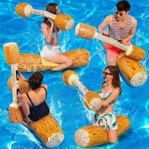 4pcs Inflatable Float, Inflatable Floating Row Summer Beach Pool Inflatable Water to Wood Sports Float Drain On Toys Adult Party Supplies Swim Ring Set Two Mounts, Two Sticks