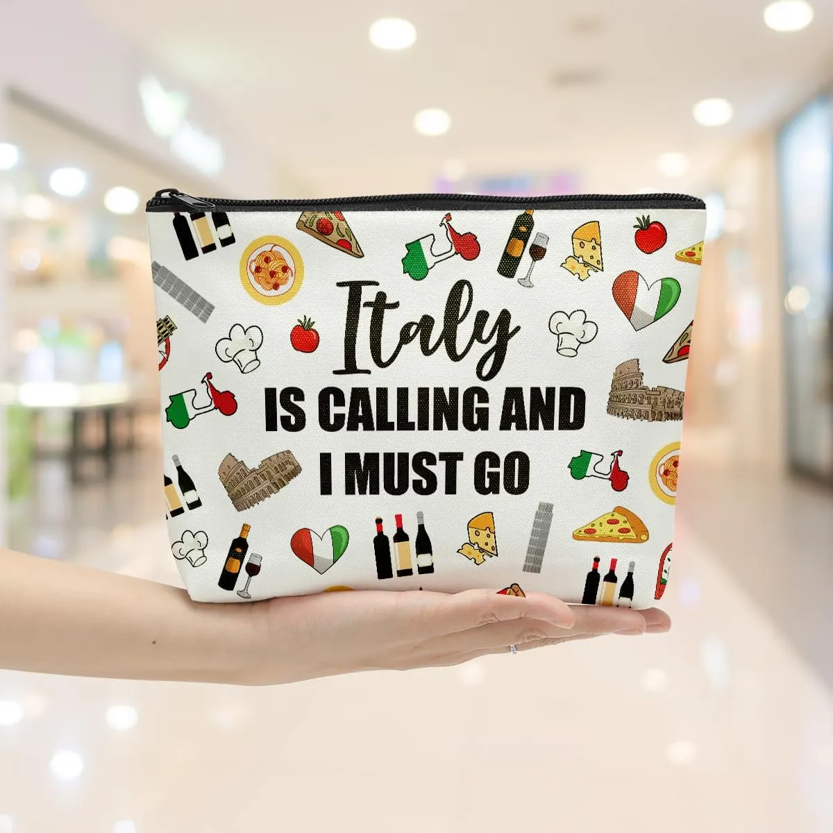 6PCS Italy Makeup Bag Italy Themed Girls Trip Gifts Favors for Women Italy Travel Gifts for Italy Travel Lover Traveler Her Italy Is Calling And I Must Go Travel Cosmetic Bag