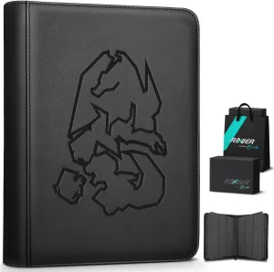 9 Pocket Card Binder, 540 Cards Trading Cards Games Collection Holder with YKK Metal Zipper & Side-Loading Sleeves, Premium Gift for Card Collectors (Black)