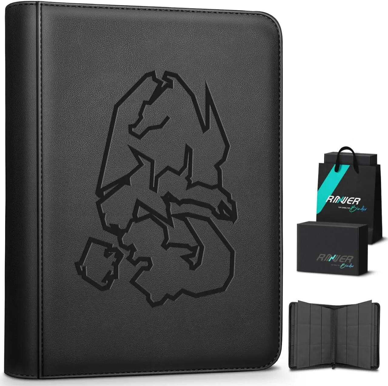 9 Pocket Card Binder, 540 Cards Trading Cards Games Collection Holder with YKK Metal Zipper & Side-Loading Sleeves, Premium Gift for Card Collectors (Black)