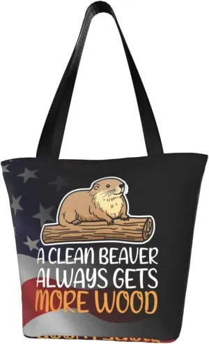 A Clean Beaver Always Gets More Wood Fashion Shoulder Bag Large Capacity For Man Or Woman