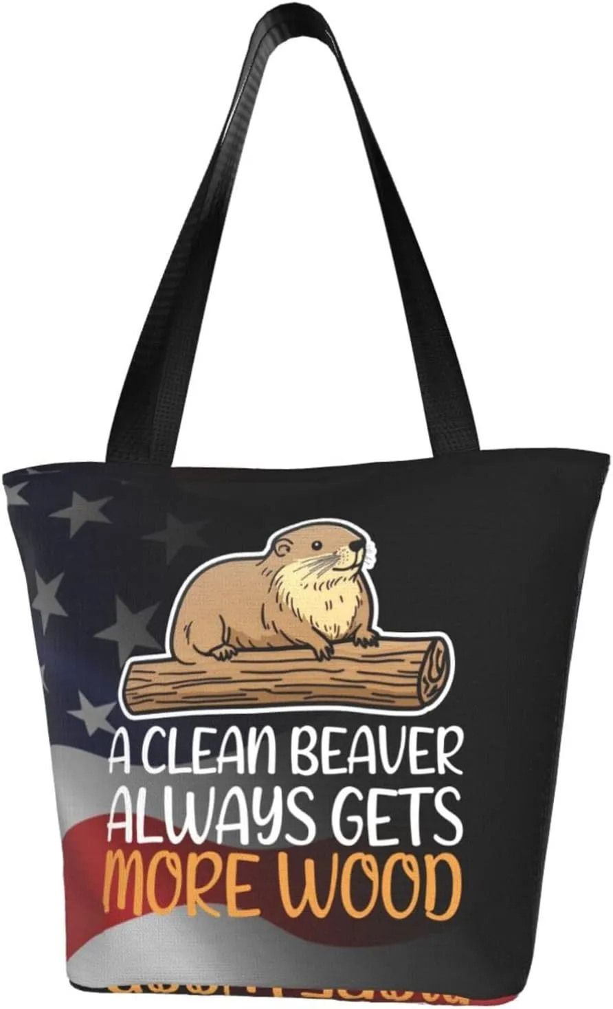 A Clean Beaver Always Gets More Wood Fashion Shoulder Bag Large Capacity For Man Or Woman