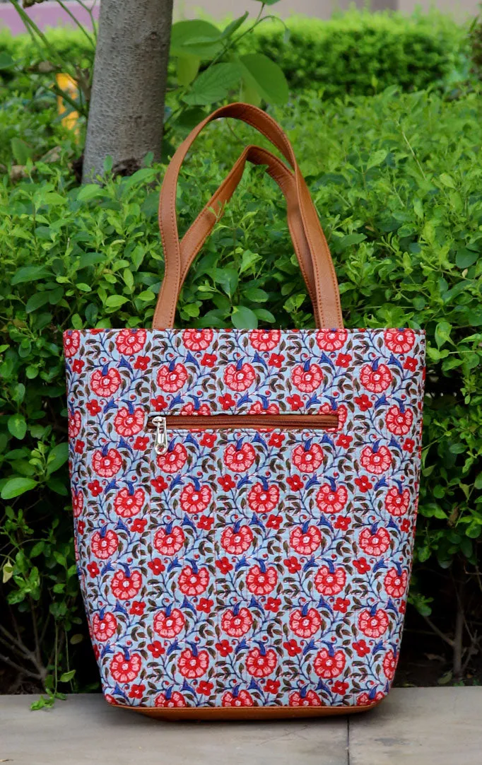 A FLORAL PARODY TOTE BAG