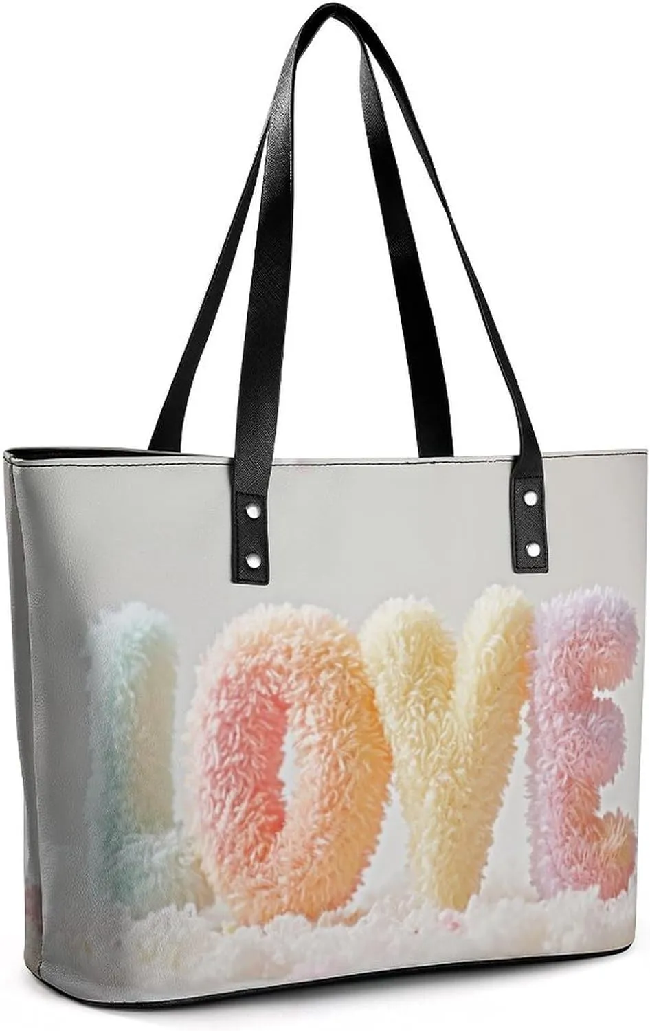 A White Heart-shaped Hole Torn Out in The Middle Women Soft Leather Handbags Tote Purses Shoulder Bucket Bags