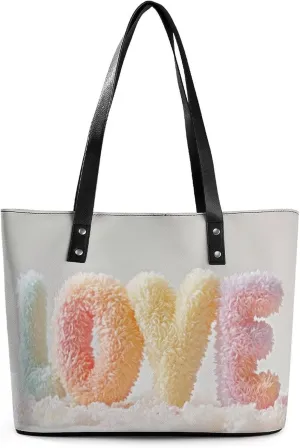 A White Heart-shaped Hole Torn Out in The Middle Women Soft Leather Handbags Tote Purses Shoulder Bucket Bags