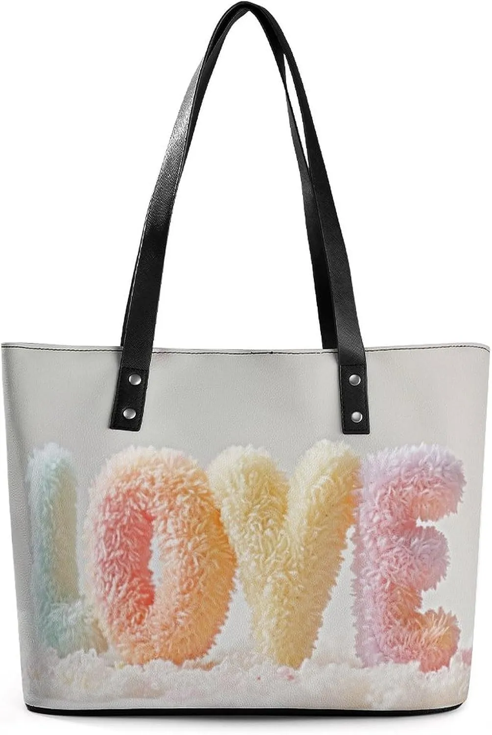 A White Heart-shaped Hole Torn Out in The Middle Women Soft Leather Handbags Tote Purses Shoulder Bucket Bags
