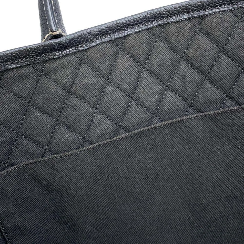 A36181 Best seller International returns CHANEL PVC Black Travel Coco's Leather Tote