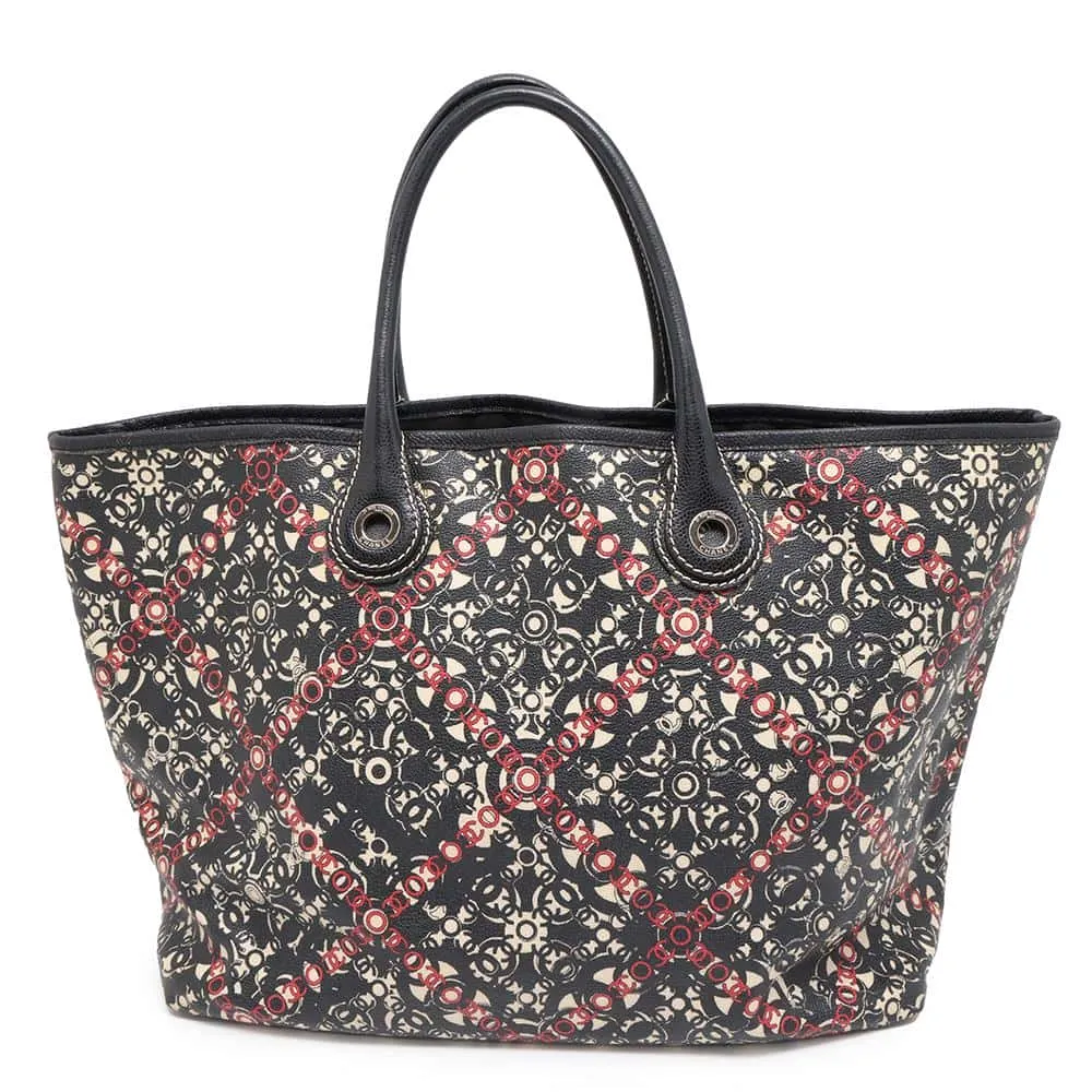 A36181 Best seller International returns CHANEL PVC Black Travel Coco's Leather Tote