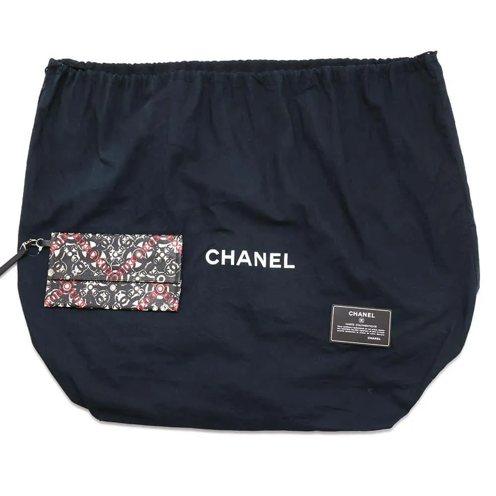 A36181 Best seller International returns CHANEL PVC Black Travel Coco's Leather Tote
