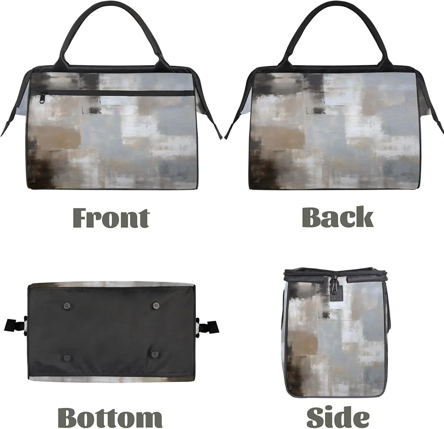 Abstract Grey White Travel Duffel Bag Gym Tote Bag for Women Men Waterproof Weekend Overnight Bag Carry On Tote Luggage with Pocket Personal Item Bags Sports Bag fit Travel Sports Gym Yoga