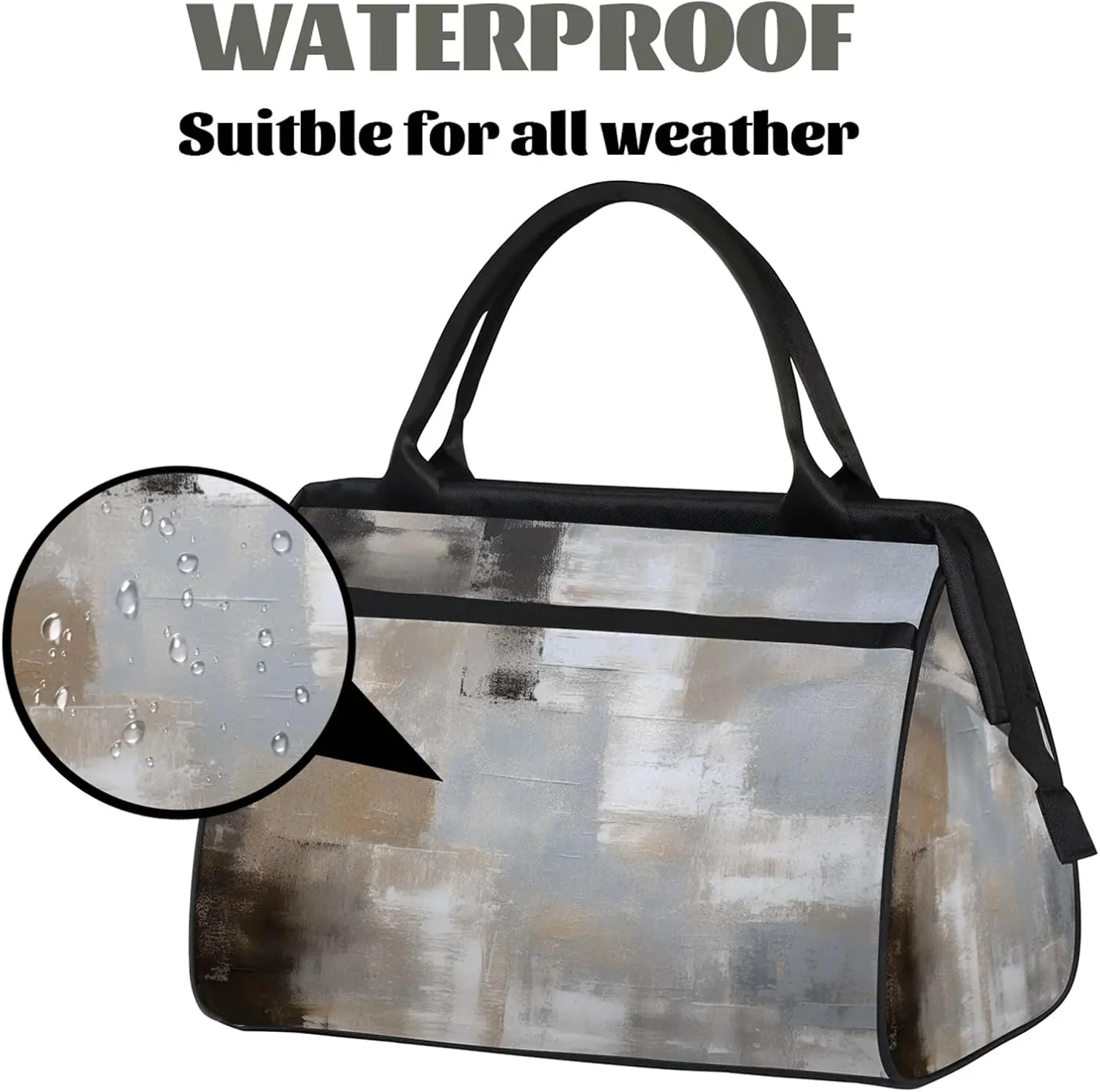 Abstract Grey White Travel Duffel Bag Gym Tote Bag for Women Men Waterproof Weekend Overnight Bag Carry On Tote Luggage with Pocket Personal Item Bags Sports Bag fit Travel Sports Gym Yoga