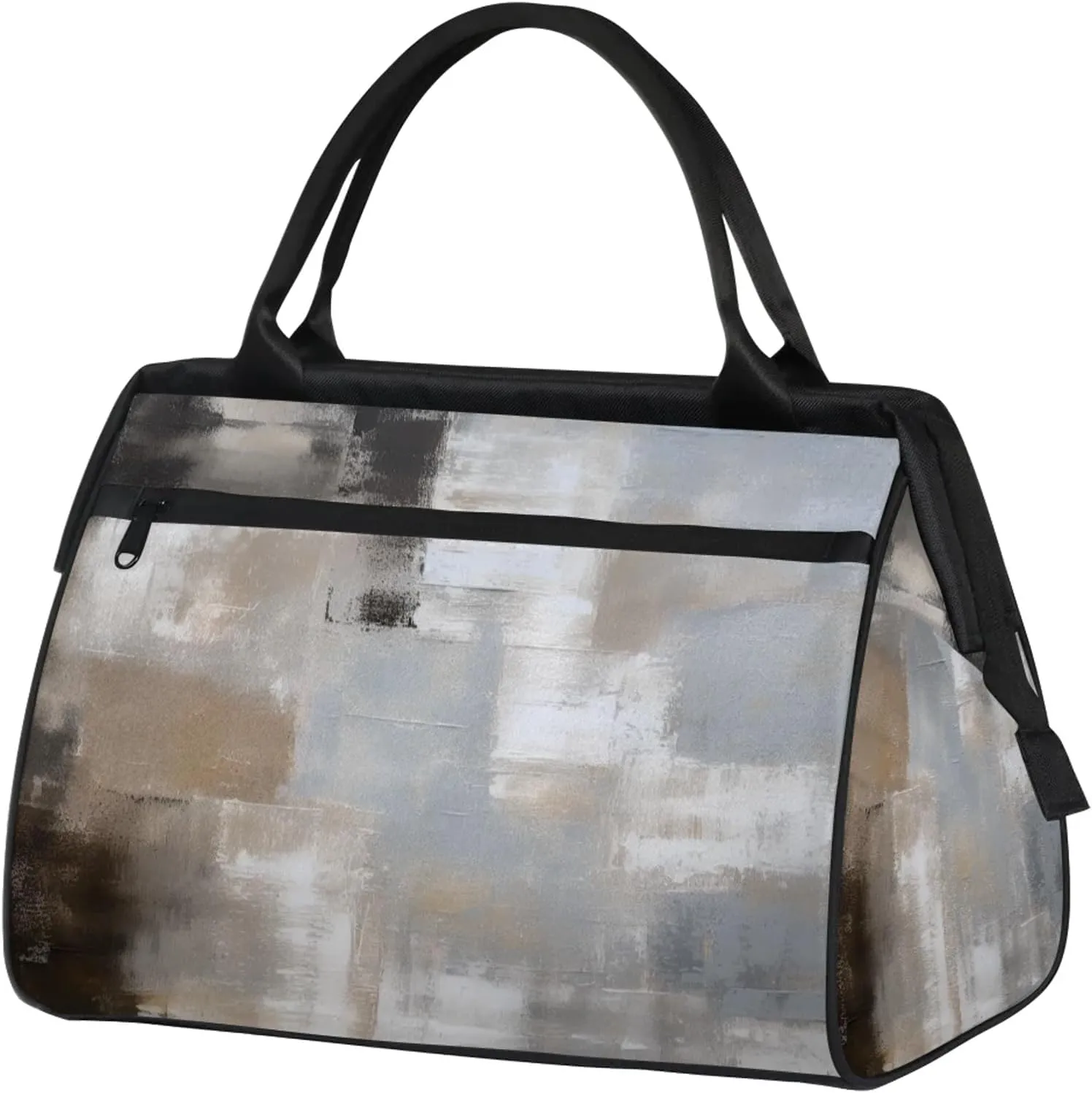 Abstract Grey White Travel Duffel Bag Gym Tote Bag for Women Men Waterproof Weekend Overnight Bag Carry On Tote Luggage with Pocket Personal Item Bags Sports Bag fit Travel Sports Gym Yoga