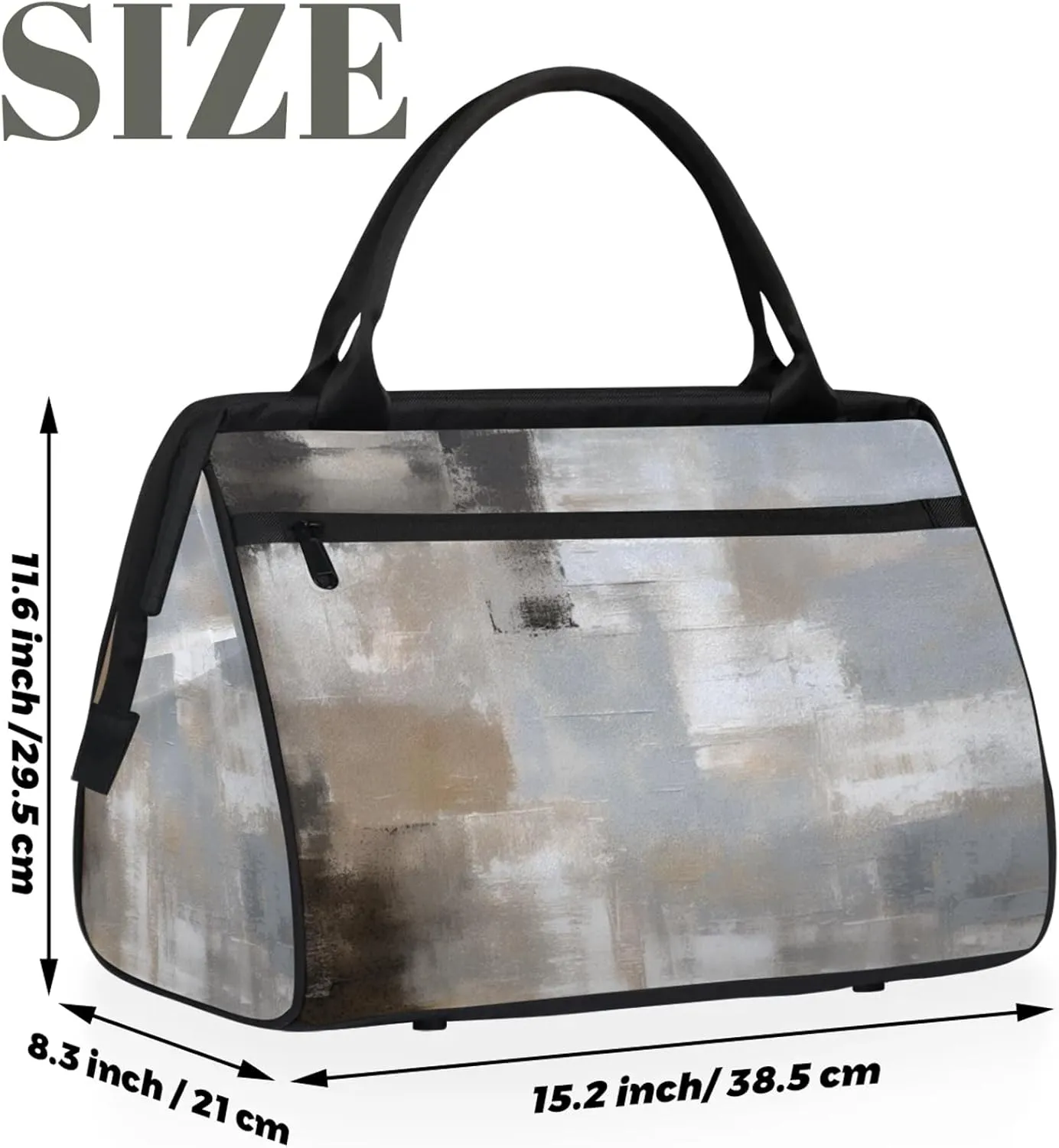 Abstract Grey White Travel Duffel Bag Gym Tote Bag for Women Men Waterproof Weekend Overnight Bag Carry On Tote Luggage with Pocket Personal Item Bags Sports Bag fit Travel Sports Gym Yoga