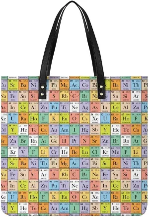 Abstract Periodic Table Novelty Tote Bags for Women Funny Handbags Top Handle Purses Crossbody Shoulder Bag Fashion