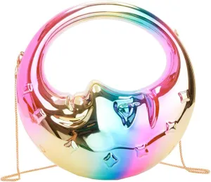 Acrylic Moon Shape Handbag Women Shoulder Crossbody Evening Clutch PVC Purse
