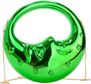 Acrylic Moon Shape Handbag Women Shoulder Crossbody Evening Clutch PVC Purse