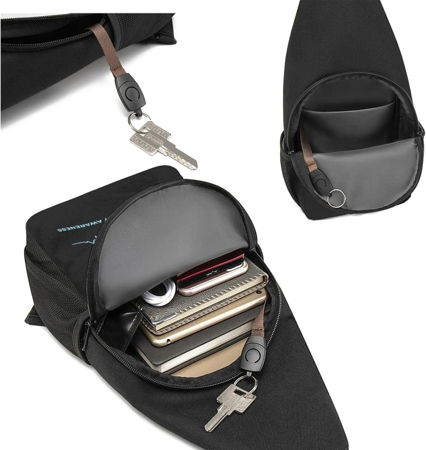 Addiction Recovery Awareness Heart Beat Chest Pack Leisure Shoulder Crossbody Chest Bag