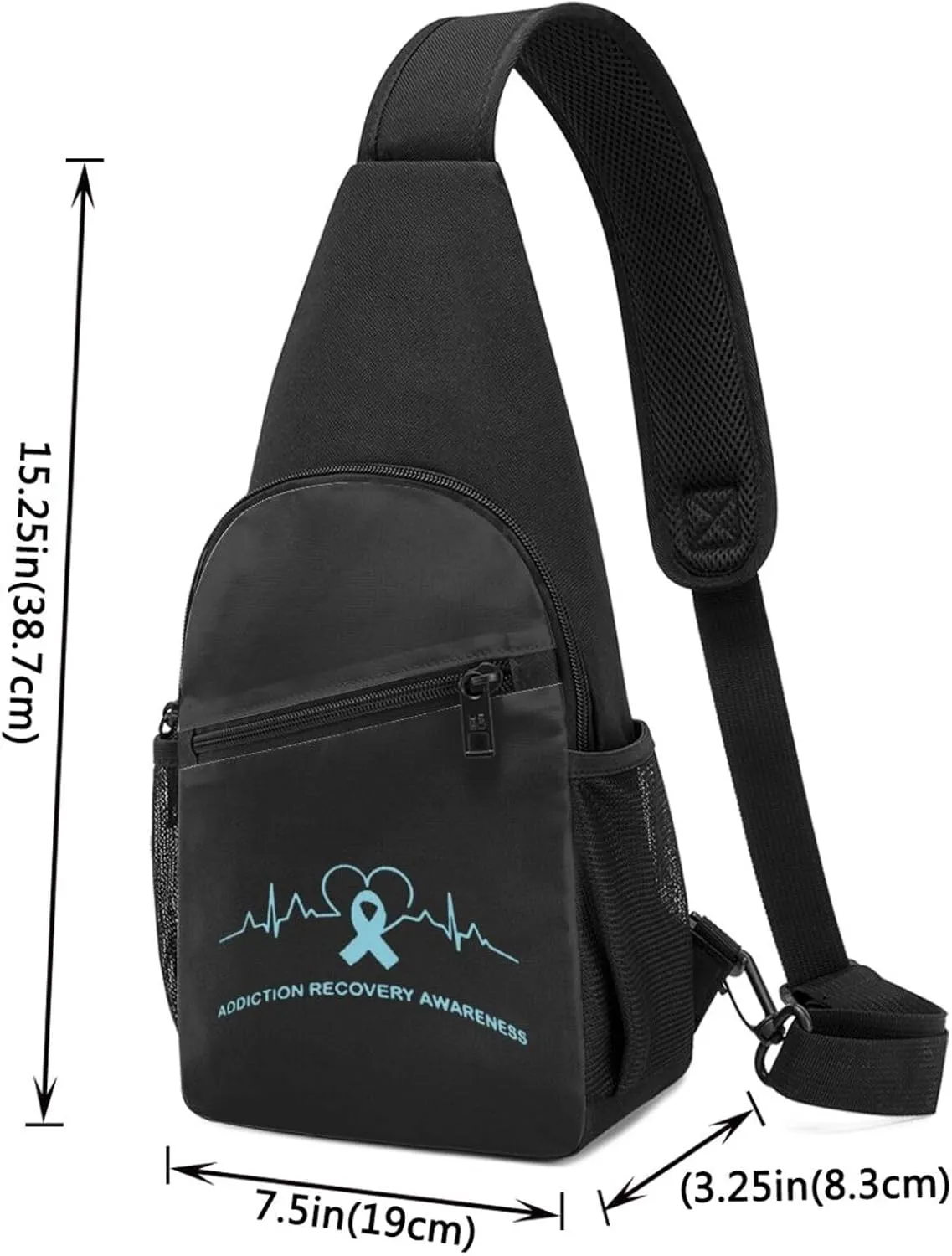 Addiction Recovery Awareness Heart Beat Chest Pack Leisure Shoulder Crossbody Chest Bag
