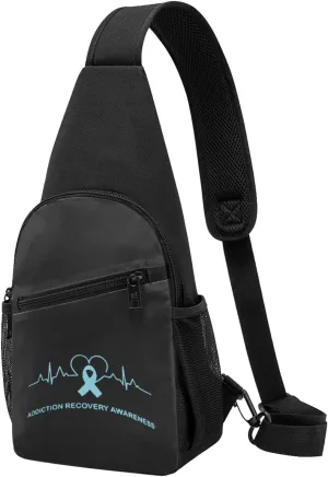 Addiction Recovery Awareness Heart Beat Chest Pack Leisure Shoulder Crossbody Chest Bag