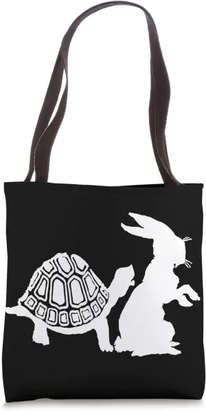 Aesop's Fables Tortoise and The Hare Silhouette Tote Bag