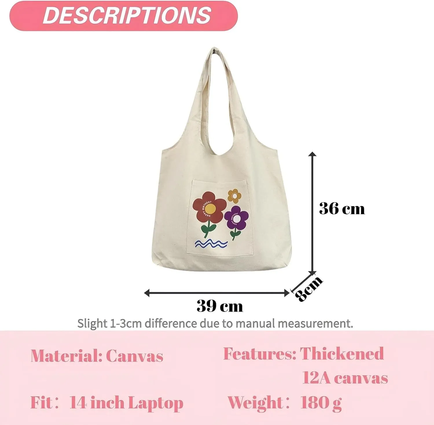Aesthetic Canvas Tote Bag for Women, Reusable Crossbody Bag, Grocery Bags, Shoulder Bag Handbag for Work & Shopping & Life