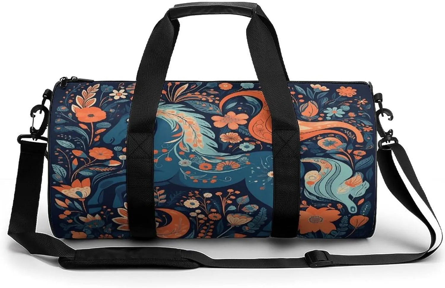 Aesthetic Sports Bag for Women Playful Pony Printed Duffle Travel Bag for Men Women Mini Workout Bags Cylindrical Gym Bag