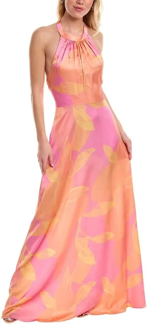 Aidan by Aidan Mattox Women's Halter Printed Maxi Dress, Pink
