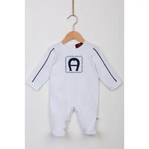 Aigner Kids New Born Bright White & Navy Set Babygrow & Hat