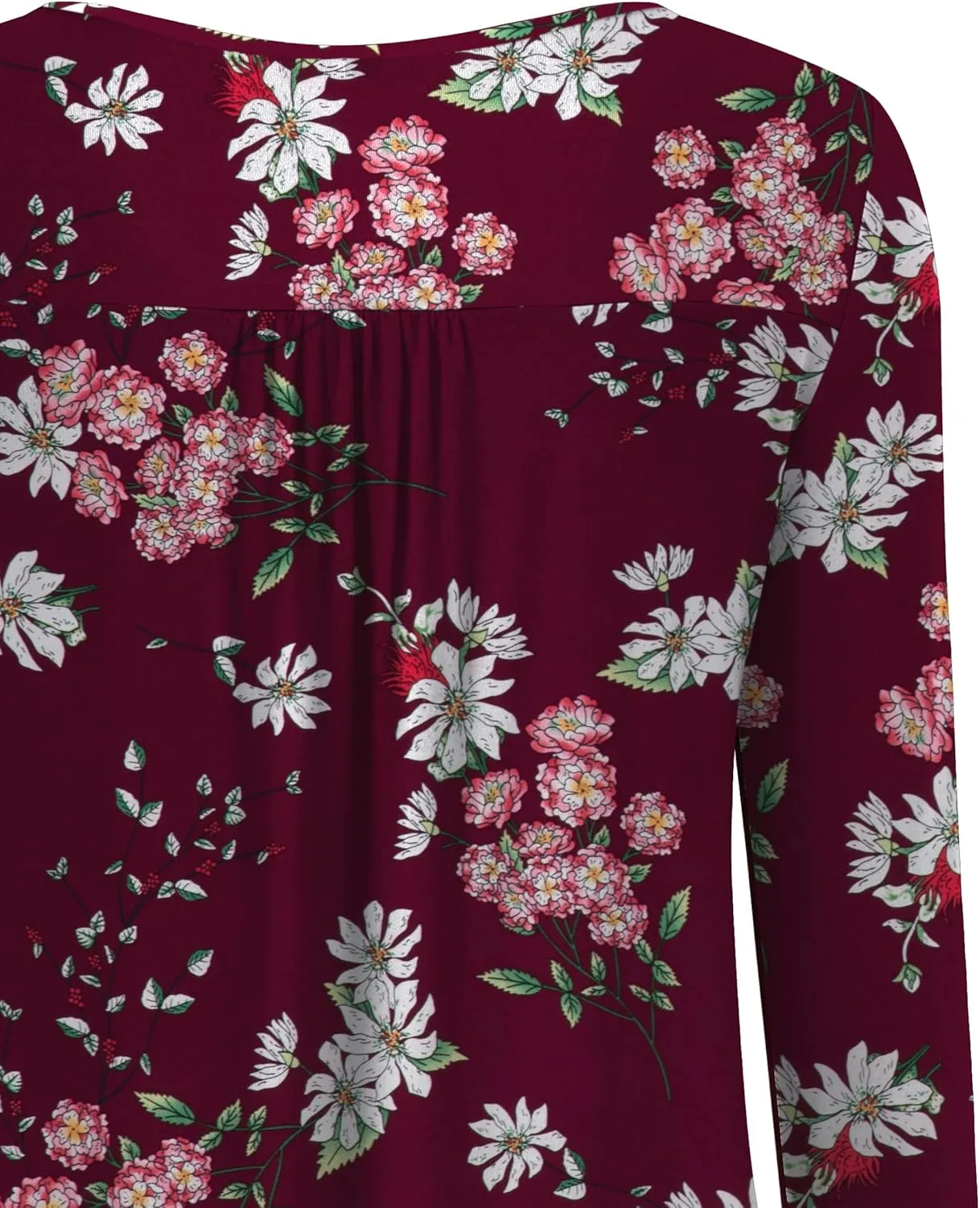 a.Jesdani Plus Size Tunic Tops Long Sleeve Casual Floral Printed Henley V Neck Shirts for Women