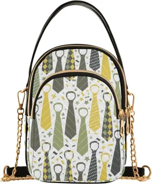 ALAZA Chain Crossbody Bags for Women Happy Father's Day Tie Pattern Quilted Shoulder Crossbody Handbags Travel Cross Body Cell Phone Purses Bags