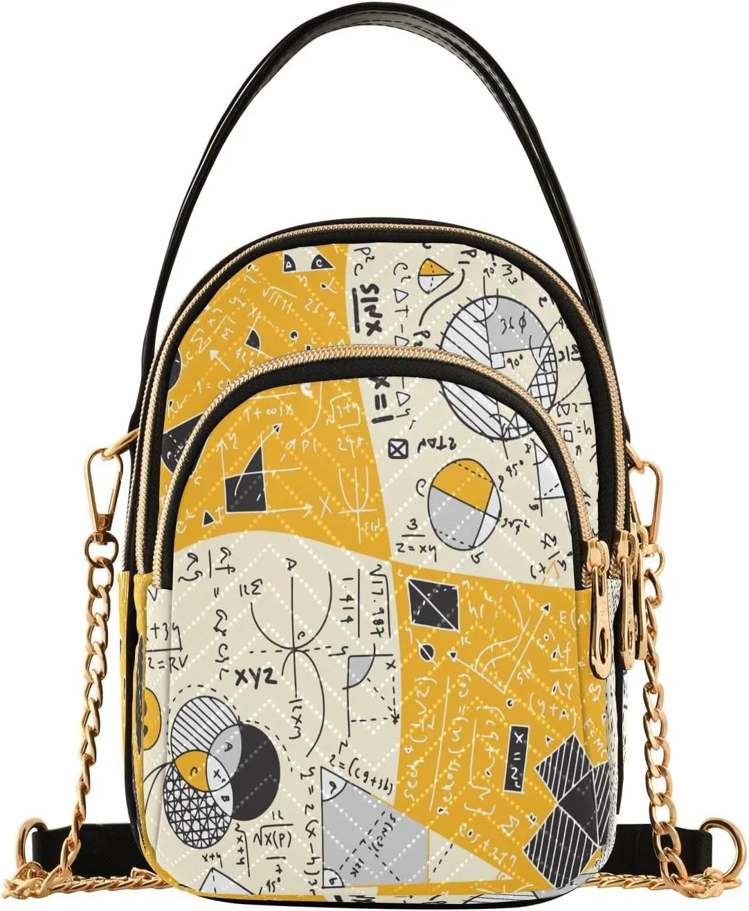ALAZA Chain Crossbody Bags for Women Mathematics Education Quilted Shoulder Crossbody Handbags Travel Cross Body Cell Phone Purses Bags