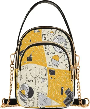 ALAZA Chain Crossbody Bags for Women Mathematics Education Quilted Shoulder Crossbody Handbags Travel Cross Body Cell Phone Purses Bags