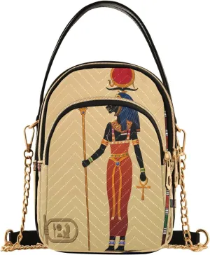 ALAZA Chain Crossbody Bags for Women Religion Of Ancient Egypt Quilted Shoulder Crossbody Handbags Travel Cross Body Cell Phone Purses Bags