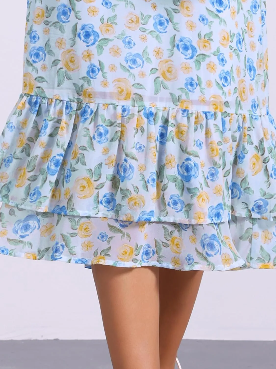 Allegra K Women's Printed Skirt 2025 Trendy Spring Summer Chiffon Elastic Ruffle Tiered Flowy Midi Skirts